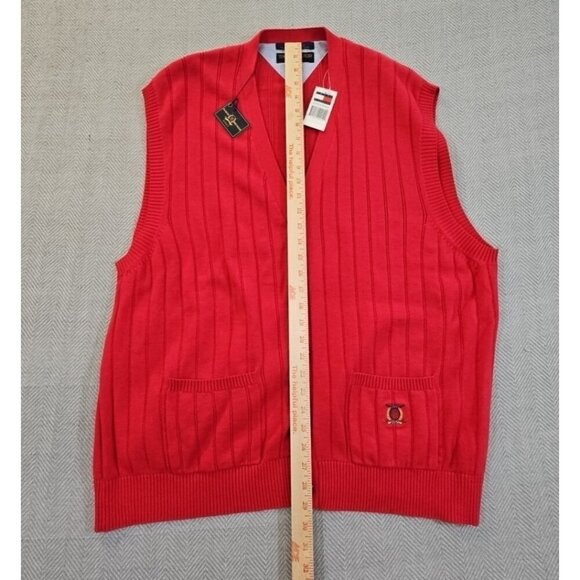 Tommy Hilfiger Sweater Men's XXLarge Red Button Up Sleeveless Vest NWT - Picture 12 of 14